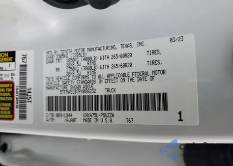 2023 Toyota Tundra Crewmax Platinum from USA, damaged, VIN 5TFMA5DB7PX088232